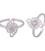 Rangoli white Silver Toe Rings-TRMX098