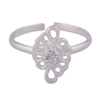 Rangoli white Silver Toe Rings-TRMX098 2
