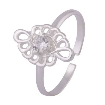 Rangoli white Silver Toe Rings-TRMX098 3