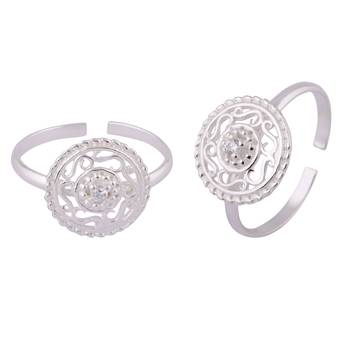 Antique Chakra Silver Toe Rings-TRMX100 1