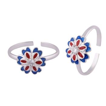 Double Bloom Silver Toe Rings-TRMX101 1