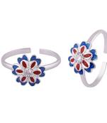 Double Bloom Silver Toe Rings-TRMX101