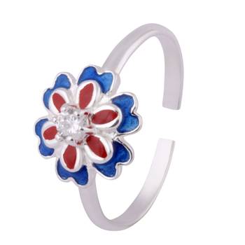 Double Bloom Silver Toe Rings-TRMX101 2