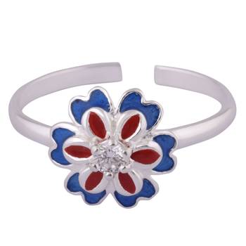 Double Bloom Silver Toe Rings-TRMX101 3