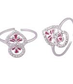 Pink Touch Silver Toe Rings-TRMX102