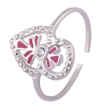 Pink Touch Silver Toe Rings-TRMX102 2