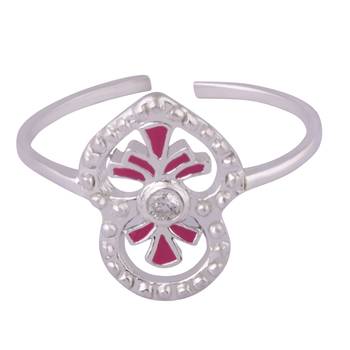 Pink Touch Silver Toe Rings-TRMX102 3