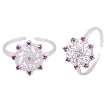 Circled CZ Silver Toe Rings-TRMX103 1