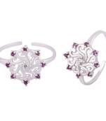 Circled CZ Silver Toe Rings-TRMX103