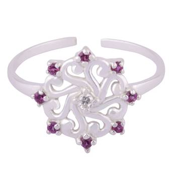 Circled CZ Silver Toe Rings-TRMX103 2