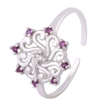 Circled CZ Silver Toe Rings-TRMX103 3