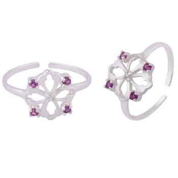 Cutwork Zircon Silver Toe Rings-TRMX104 1