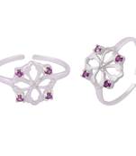 Cutwork Zircon Silver Toe Rings-TRMX104