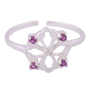 Cutwork Zircon Silver Toe Rings-TRMX104 2