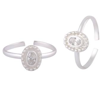 Oval Zircon Silver Toe Rings-TRMX111 1