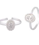 Oval Zircon Silver Toe Rings-TRMX111