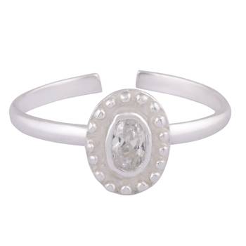 Oval Zircon Silver Toe Rings-TRMX111 2