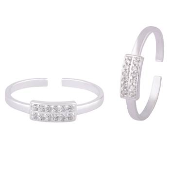 Fine Line CZ Silver Toe Rings-TRMX112 1
