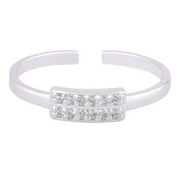 Fine Line CZ Silver Toe Rings-TRMX112 2