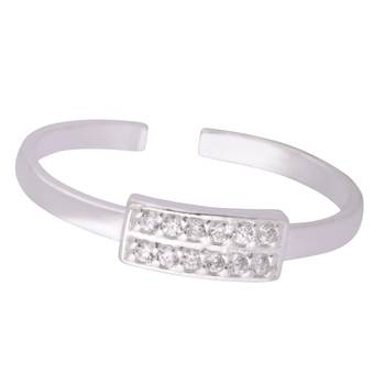Fine Line CZ Silver Toe Rings-TRMX112 3