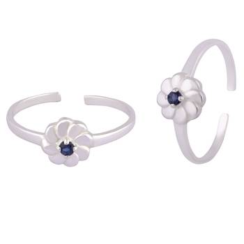 Lil Flower Silver Toe Rings-TRMX115 1