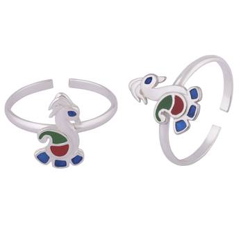 Peacock Silver Toe Rings-TRMX118 1