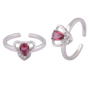 Heart Stone Silver Toe Rings-TRMX119 1