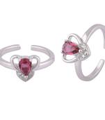 Heart Stone Silver Toe Rings-TRMX119