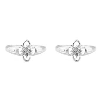 Scintillation Zircon Silver Toe Ring-TOER090 1