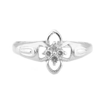 Scintillation Zircon Silver Toe Ring-TOER090 2