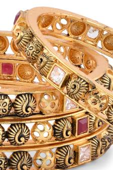 Gold Plated Traditional Bangles Set Of 6 For Women's