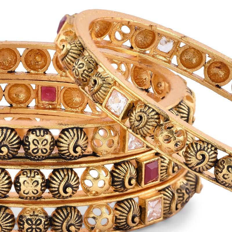 Gold Plated Traditional Bangles Set Of 6 For Women's
