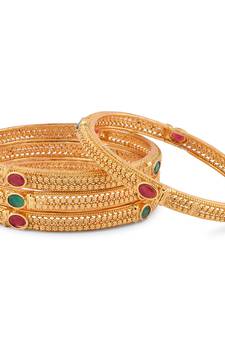 Gold Plated Ethnic Designer 4 Pc Bangles For Women