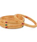 Gold Plated Ethnic Designer 4 Pc Bangles For Women