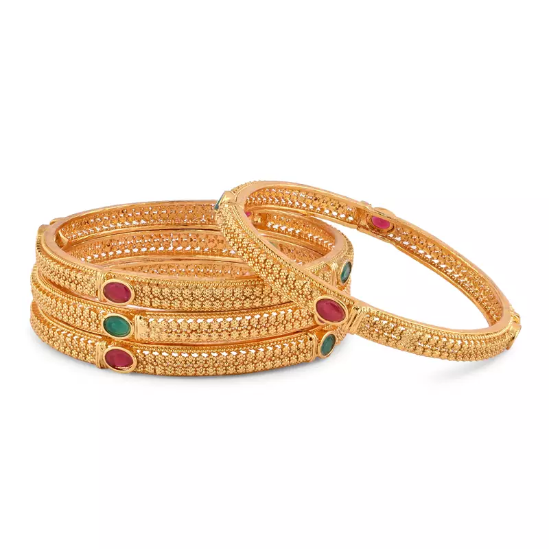 Gold Plated Ethnic Designer 4 Pc Bangles For Women