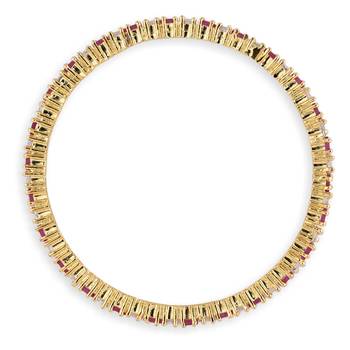 Gold Plated Ruby & White American Diamond Set Of 4 Bangles For Women 5