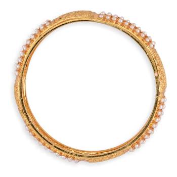 Pearl Golden Traditional Bangles Set Of 2 4