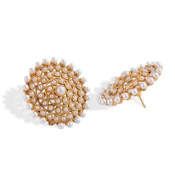 Gold Plated Stylish White Stone Studded Choker Necklace Jewellery Set 4