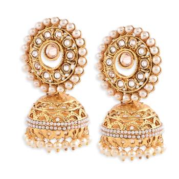 Gold Plated Polki Designer Jhumkas 5