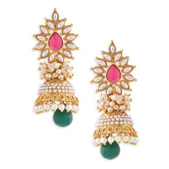 Ruby Stone Studded Jhumkas 3