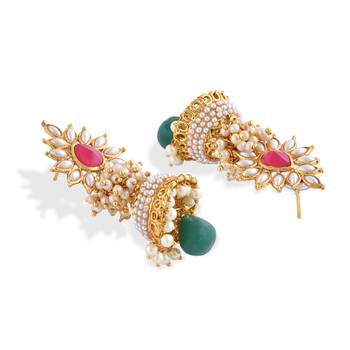 Ruby Stone Studded Jhumkas 4