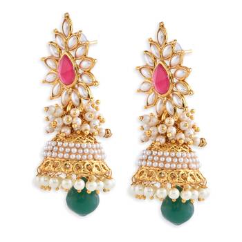Ruby Stone Studded Jhumkas 5