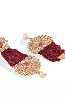 Red Beaded Traditional Design  Earrings
