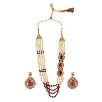 Red Pearl Designer Necklace Sets 4