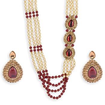Red Pearl Designer Necklace Sets 5