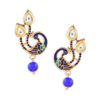 Blue Kundan Peacock Pendal Necklace Sets 5