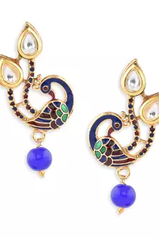 Blue Kundan Peacock Pendal Necklace Sets