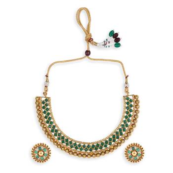 Traditional Green Necklace Set for Festive Elegance 3