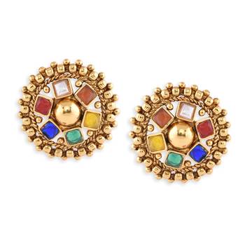 Multicolour Stone Studded Metallic Necklace Set 5
