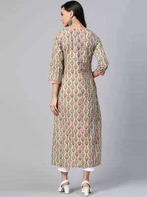 Green woven cotton ethnic-kurtis 2